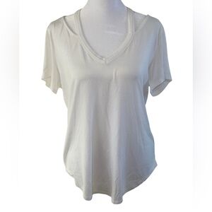 Express White V-Neck Short Sleeve Tee